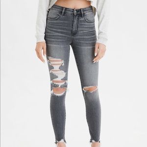 AE Super high rise distressed gray Jegging